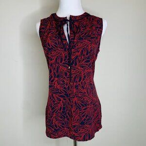Tommy Hilfiger Blue Red Floral Print Sleeveless Blouse Sz Small